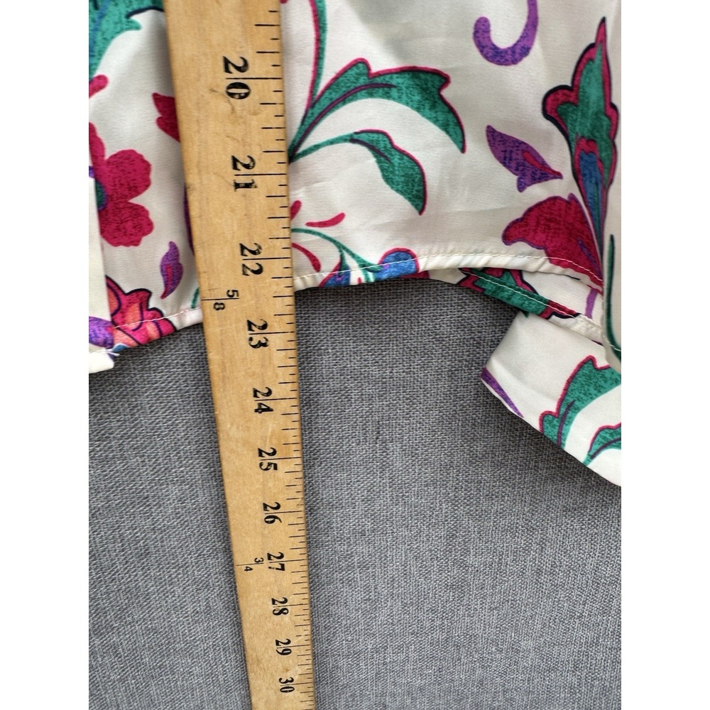 Zara Floral Satin Button Down Long Sleeve Blouse Small Preppy Boho Pink - Picture 5 of 7